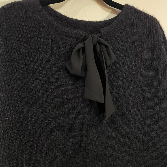 EUC Sezane Cooper Bow Front Mohair Wool Sweater Black Medium - Picture 4 of 7